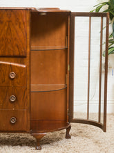 Load image into Gallery viewer, Art Deco Vintage Oak Secretary Bar Bookcase
