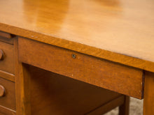 Load image into Gallery viewer, Mid-Century Oak Pedestal Desk with Twin Drawer Pedestals
