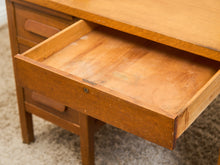 Load image into Gallery viewer, Mid-Century Oak Pedestal Desk with Twin Drawer Pedestals
