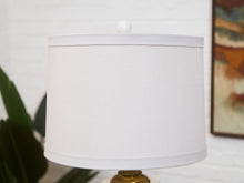 Load image into Gallery viewer, Mid-Century White Ceramic Table Lamp with Brass Base

