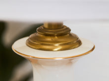 Load image into Gallery viewer, Mid-Century White Ceramic Table Lamp with Brass Base
