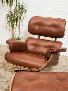 Iconic Chair and Ottoman in Cantina Saddle