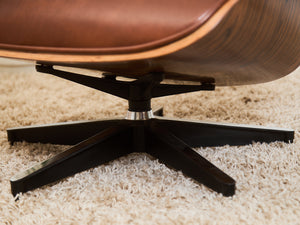 Iconic Chair and Ottoman in Cantina Saddle