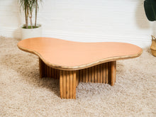 Load image into Gallery viewer, Vintage Reeded Bamboo Biomorphic Coffee Table
