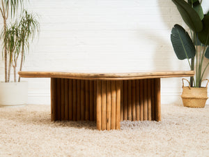 Vintage Reeded Bamboo Biomorphic Coffee Table
