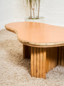 Vintage Reeded Bamboo Biomorphic Coffee Table