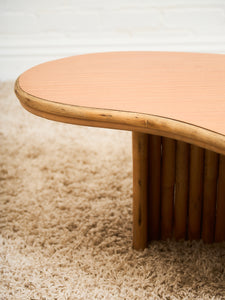 Vintage Reeded Bamboo Biomorphic Coffee Table