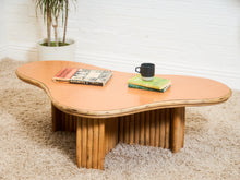 Load image into Gallery viewer, Vintage Reeded Bamboo Biomorphic Coffee Table
