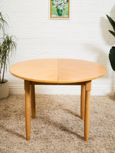 Load image into Gallery viewer, Blonde Vintage Dining Table with Leaf Round to Oval
