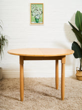 Load image into Gallery viewer, Blonde Vintage Dining Table with Leaf Round to Oval
