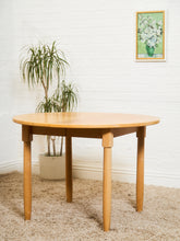 Load image into Gallery viewer, Blonde Vintage Dining Table with Leaf Round to Oval
