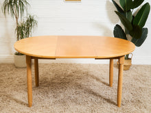 Load image into Gallery viewer, Blonde Vintage Dining Table with Leaf Round to Oval
