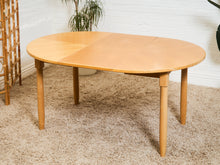 Load image into Gallery viewer, Blonde Vintage Dining Table with Leaf Round to Oval

