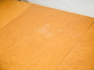 Blonde Vintage Dining Table with Leaf Round to Oval