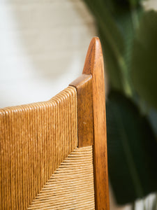 Rare Set of 4 Woven Mid Century Highback Dining chairs by Huntley
