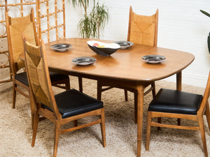 Sculptural Mid-Century Modern Dining Table with Wood Inlay