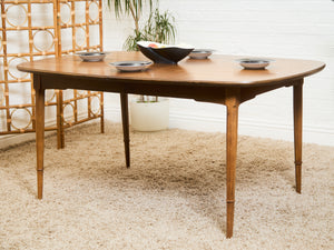 Sculptural Mid-Century Modern Dining Table with Wood Inlay