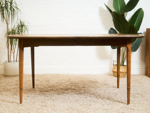 Sculptural Mid-Century Modern Dining Table with Wood Inlay