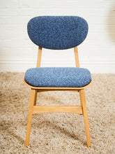 Load image into Gallery viewer, Set of 6 Mid-Century Modern Style Blonde Dining Chairs in Blue Orange Upholstery
