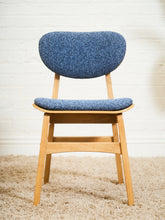 Load image into Gallery viewer, Set of 6 Mid-Century Modern Style Blonde Dining Chairs in Blue Orange Upholstery
