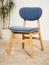 Load image into Gallery viewer, Set of 6 Mid-Century Modern Style Blonde Dining Chairs in Blue Orange Upholstery
