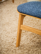 Load image into Gallery viewer, Set of 6 Mid-Century Modern Style Blonde Dining Chairs in Blue Orange Upholstery
