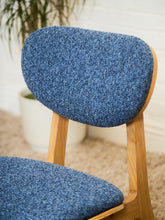 Load image into Gallery viewer, Set of 6 Mid-Century Modern Style Blonde Dining Chairs in Blue Orange Upholstery
