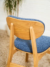 Load image into Gallery viewer, Set of 6 Mid-Century Modern Style Blonde Dining Chairs in Blue Orange Upholstery
