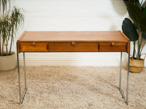 Teak 3 Drawer 1970’s Vintage Desk