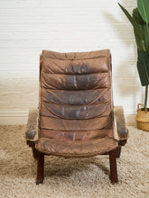 Load image into Gallery viewer, Norwegian Distressed Leather Lounge Chair
