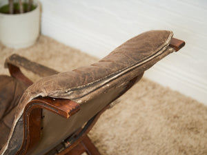 Norwegian Distressed Leather Lounge Chair