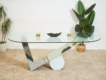 Load image into Gallery viewer, Italian Large Oval Table Cattellan Black Marble Steel and Crystal
