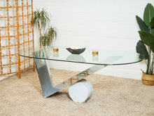 Load image into Gallery viewer, Italian Large Oval Table Cattellan Black Marble Steel and Crystal

