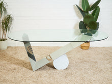 Load image into Gallery viewer, Italian Large Oval Table Cattellan Black Marble Steel and Crystal
