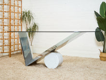 Load image into Gallery viewer, Italian Large Oval Table Cattellan Black Marble Steel and Crystal
