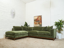 Load image into Gallery viewer, Lisette Sectional Left Facing bumper chaise in Olive Moss
