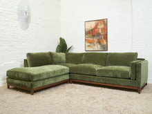 Load image into Gallery viewer, Lisette Sectional Left Facing bumper chaise in Olive Moss
