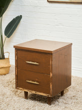 Load image into Gallery viewer, Double Drawer Rustic Nightstand
