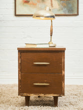 Load image into Gallery viewer, Double Drawer Rustic Nightstand
