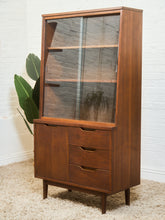 Load image into Gallery viewer, Mid-Century Walnut Hutch with Open Shelving
