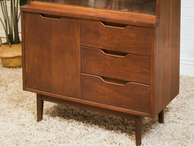 Load image into Gallery viewer, Mid-Century Walnut Hutch with Open Shelving
