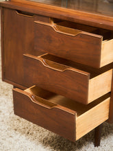 Load image into Gallery viewer, Mid-Century Walnut Hutch with Open Shelving
