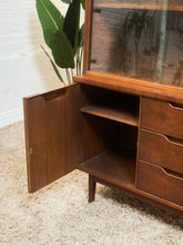 Load image into Gallery viewer, Mid-Century Walnut Hutch with Open Shelving
