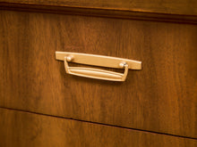Load image into Gallery viewer, Mid-Century Walnut Highboy Dresser with Brass Pulls
