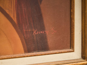 Vintage signed Native American Chief Oil Painting  Kenneth Wu