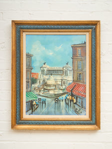 Rome Piazza Venezia Cityscape, Altare della Patria — Mid-Century Italian Oil Painting