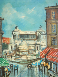 Rome Piazza Venezia Cityscape, Altare della Patria — Mid-Century Italian Oil Painting