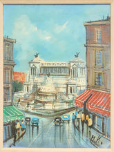 Load image into Gallery viewer, Rome Piazza Venezia Cityscape, Altare della Patria — Mid-Century Italian Oil Painting
