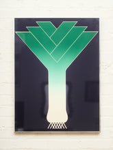 Load image into Gallery viewer, Will Wright (20th/21st c). Serigraph print on paper titled &quot;Why&quot; depicting a Y-shape in green against a blue background, 1976
