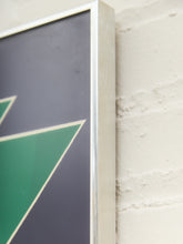 Load image into Gallery viewer, Will Wright (20th/21st c). Serigraph print on paper titled &quot;Why&quot; depicting a Y-shape in green against a blue background, 1976
